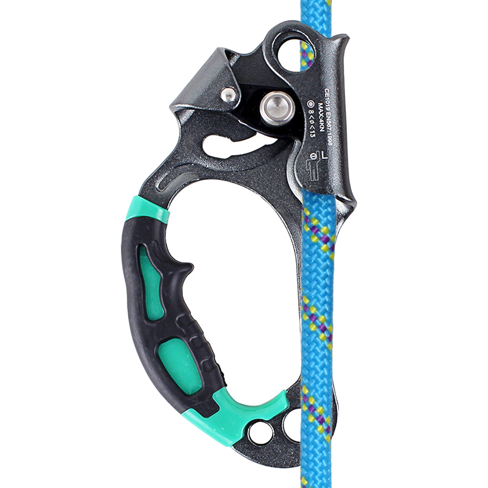 Ueasy Hand Ascender for Climbing Rope Rock Climbing Ascender with Rubber Handle Strong Rappelling Gear for 8-12mm Rope Climbing Equipment for Outdoor Adventures