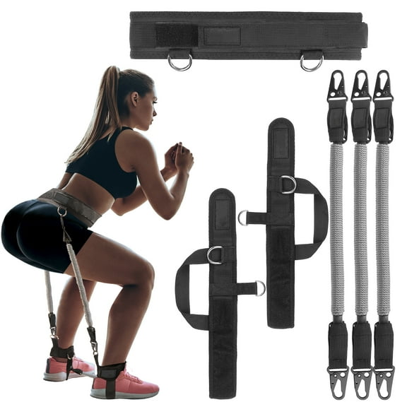 Ueasy Vertical Jump Trainer with Resistance Bands, Ankle Straps & Waist Belt - for Boxing, Basketball, Football Training (60LB-150LB Options)