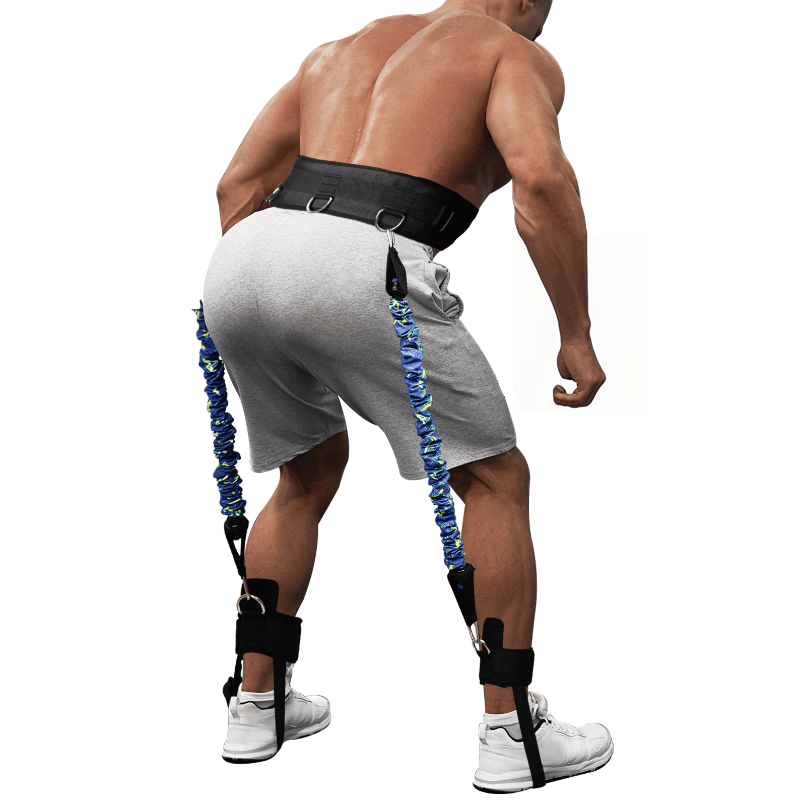 Ueasy Vertical Jumping Trainer with Adjustable Ankle Strap & Belt Horizontal Workout Equipment Leg Resistance Bands for Basketball Football Volleyball Training Equipment