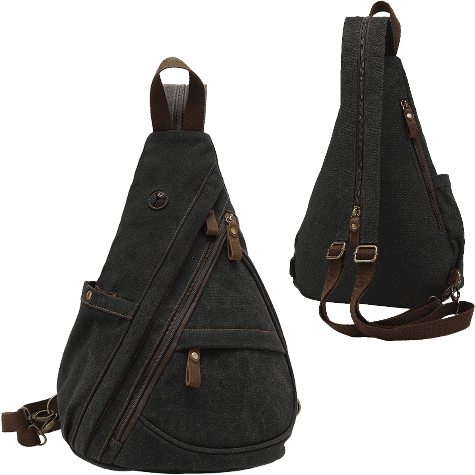 Ueasy Vintage Canvas Sling Bag with Earphone Hole, Water-Resistant Crossbody Backpack for Hiking Travel Gym, Perfect Gift for Thanksgiving & Christmas, Unisex