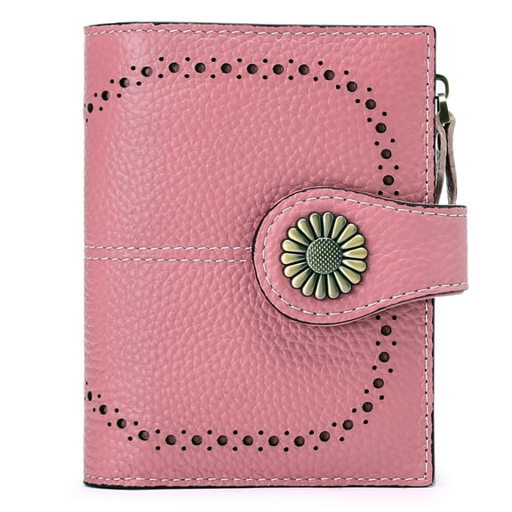 Ueasy Women's Small Bifold RFID Blocking Genuine Leather Wallet - Card/Cash Holder with Zipper Coin Pocket, Thanksgiving & Christmas Gift Idea