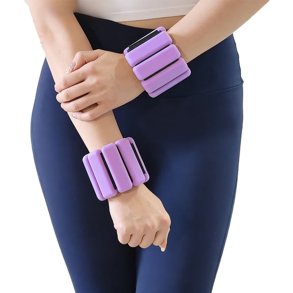 Ueasy Wrist Weights Set of 2, 1lb Adjustable Silicone Weighted Bangles for Women & Men, Wearable Ankle Weights for Yoga, Pilates, Dance, Strength Training, Running and Pool Exercises