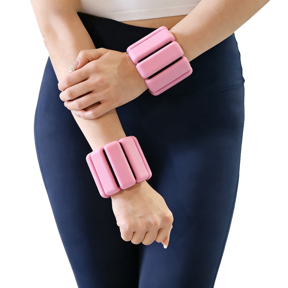 Ueasy Wrist Weights Set of 2, 1lb Adjustable Silicone Weighted Bangles for Women & Men, Wearable Ankle Weights for Yoga, Pilates, Dance, Strength Training, Running and Pool Exercises