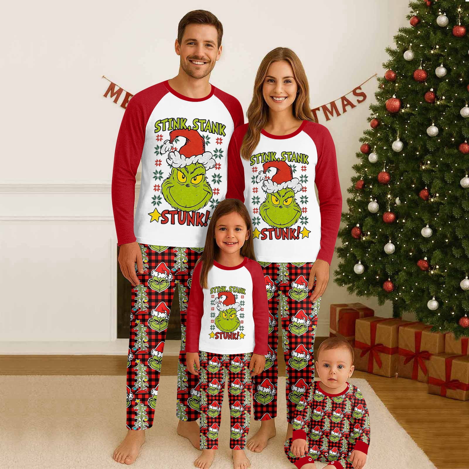 Ueciao 2025 Family Matching Xmas Grinchy Pajamas Sets - 2 PC Fashion ...