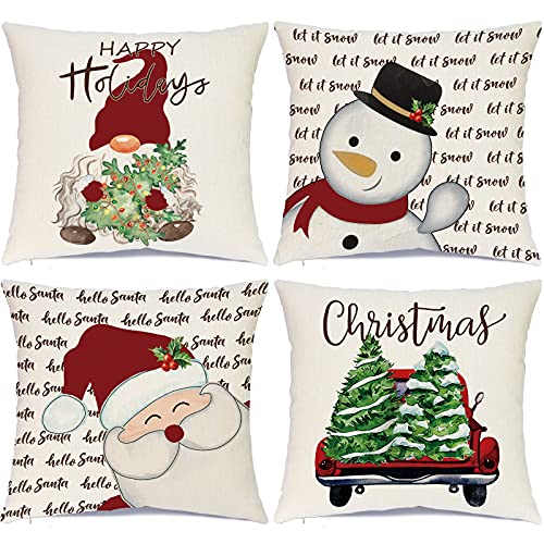 Ueerdand Christmas Decorations Pillow Covers 20x20 Set of 4 Farmhouse Pillow Covers Holiday