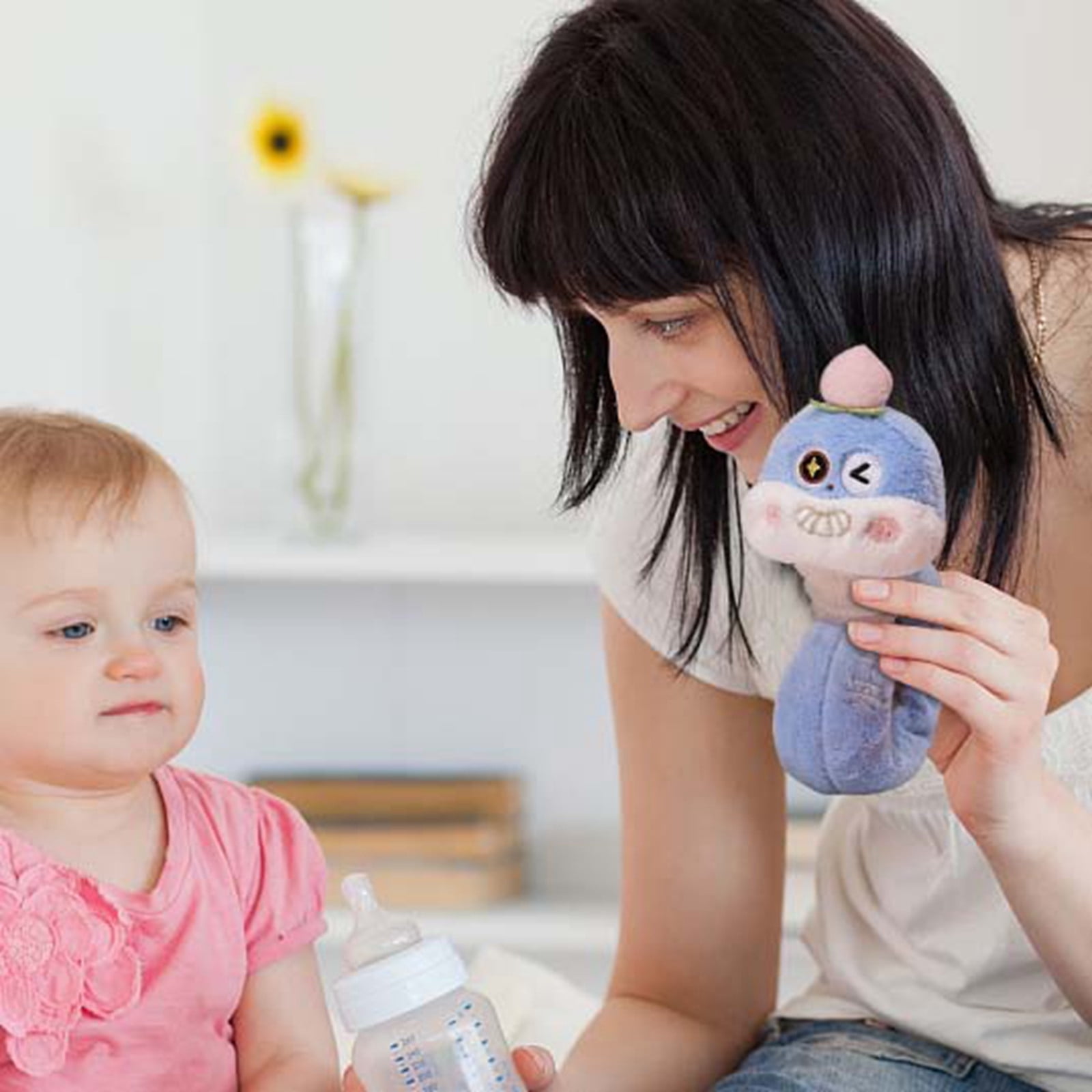 Uehau Cute Baby Toy Rattle Ring Soft Teething Toy For And Toddlers ...