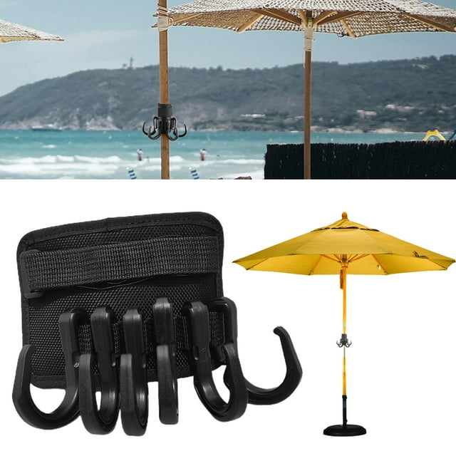Uehgn 2Pcs Beach Umbrella Hanging Hook Lightweight 6 Detachable Hooks Design Easy Installation