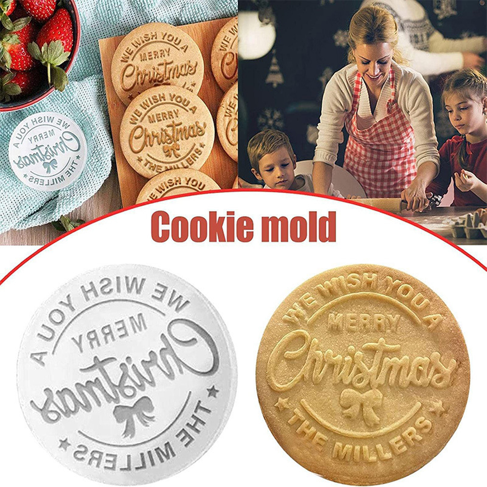 Uehgn 8 Pcs Merry Christmas Cookie Stamp Clear Pattern 3D Raised Design Create Unique Baked Time