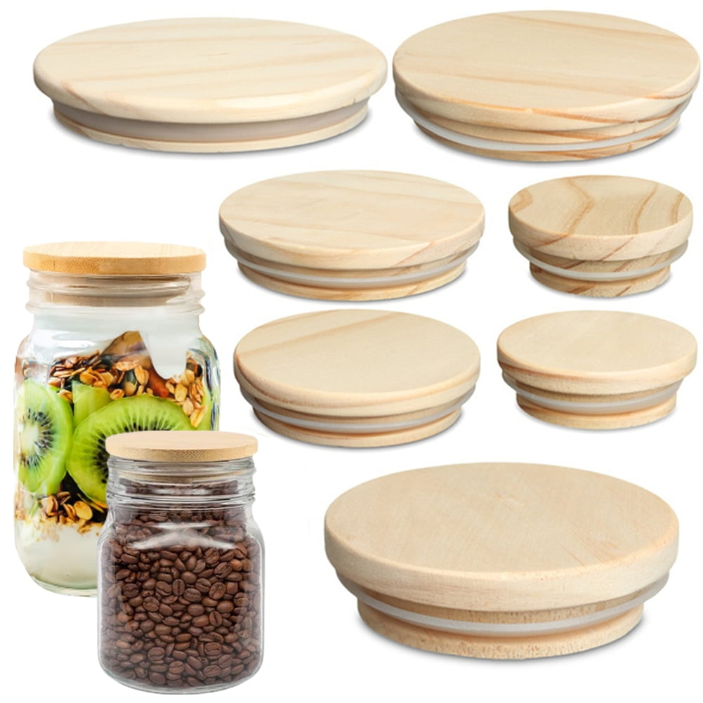 Uehgn Bamboo Lids for Regular Standard Mouth Mason Jar Storage Canning