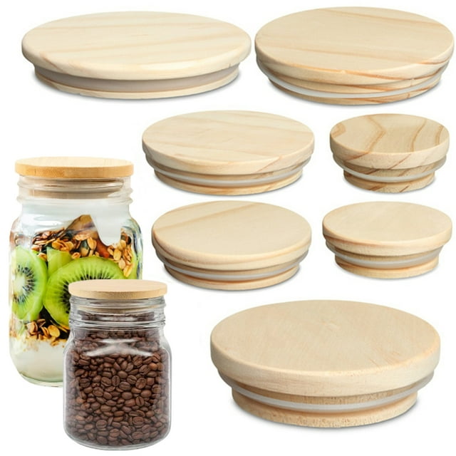 Uehgn Bamboo Lids for Regular Standard Mouth Mason Jar Storage Canning
