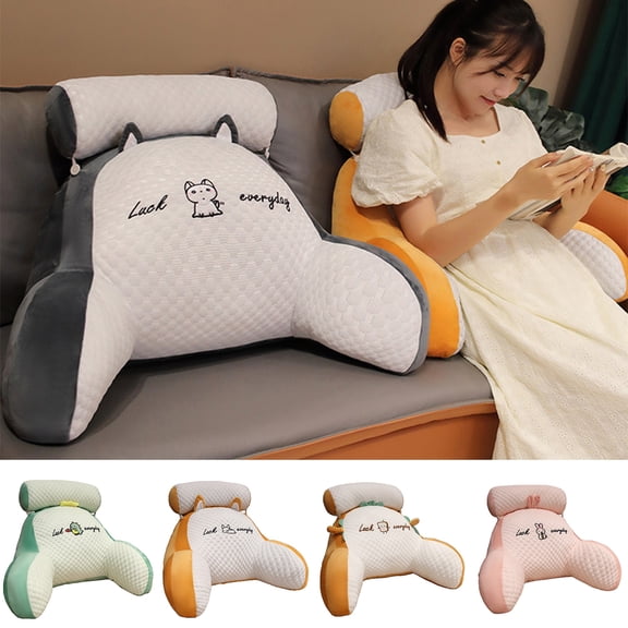 Uehgn Bed Rest Reading Pillow with Arm Support Cartoon Print Detachable Backrest Support Sofa Couch Pillow Cushion