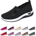 thumbnail image 1 of Uelaod Womens Lightweight Slip On Sneakers Breathable Knit Mesh Walking Shoes Comfortable Air Cushion Casual Loafers for Nursing Work, 1 of 7