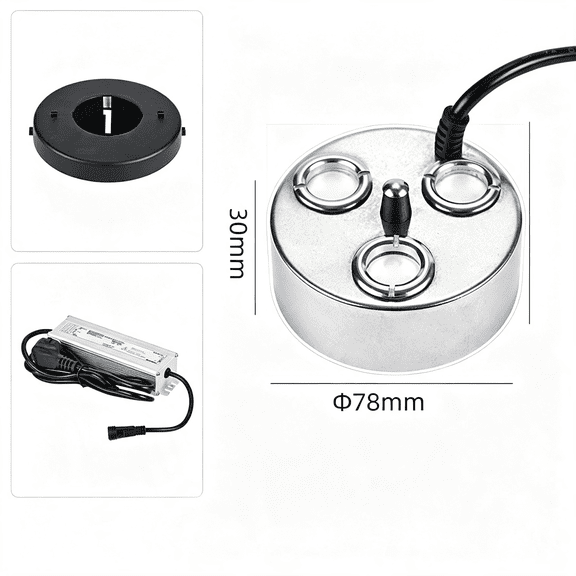 Ueljzpe 3 Head Ultrasonic Mist Maker, Aluminum Mist Maker Fog Maker, Water Fountain Pond Fog Machine for Rockery Fishtank Vase Birdbath Party Decorations, Ultrasonic Mist Maker Fogger