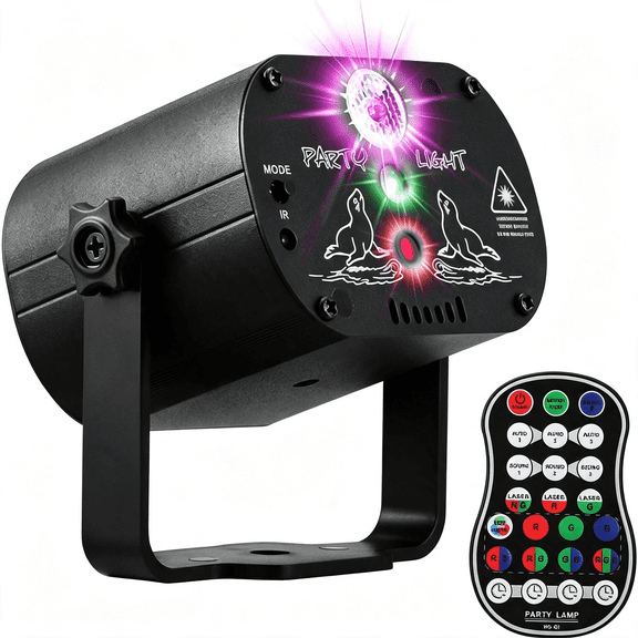 Ueljzpe Dj Disco Stage Party Lights,Led Sound Activated Laser Light Rgb Flash Strobe Projector with Remote Control for Christmas Halloween Decorations Karaoke Pub Ktv Bar Dance Gift Birthday Wedding