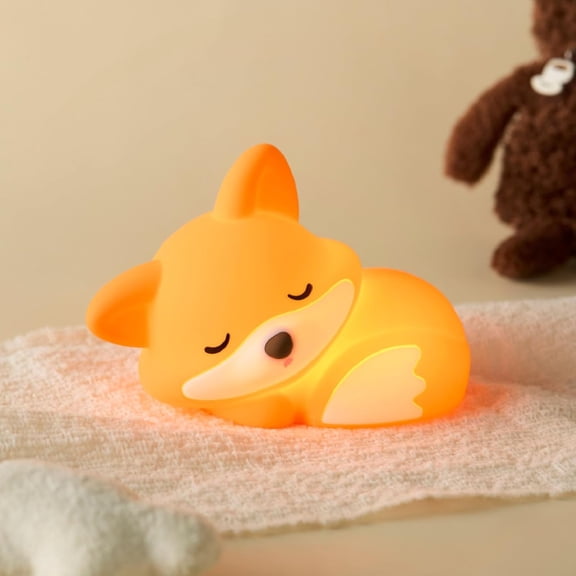 Ueljzpe Fox Night Light for Kids,Cute Fox Lamp Silicone Baby Nursery Night Lamp,Dimmable Squishy Touch Bedside Lamps,Adorable Rechargeable Animal Lamps Gifts Kawaii Room Decor for Kids Girls Boys