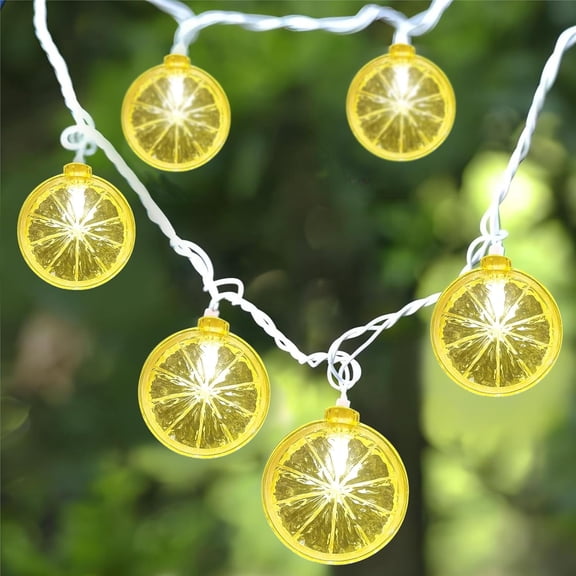 Ueljzpe Lemon String Lights,59" Yellow Lime Slice Led Decorative Lights,Battery Operated Warm-Glow Lemon Decorations Waterproof Fruit Design Fairy Lights for Wedding Home Party Indoor Outdoor