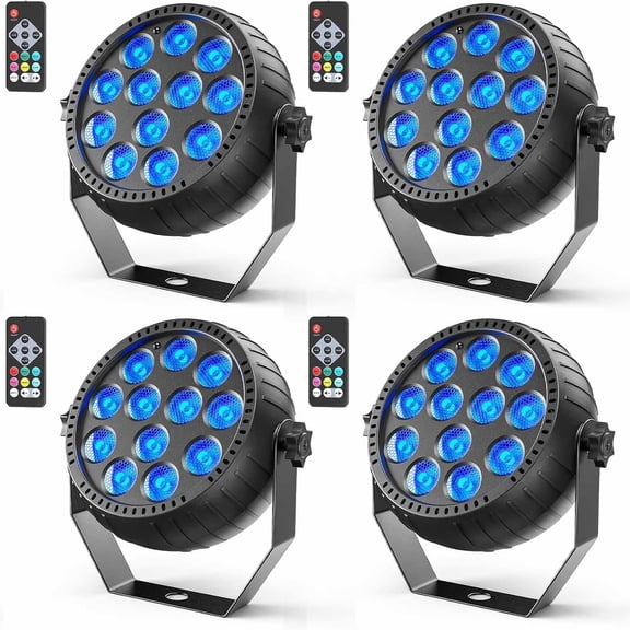 Ueljzpe Rechargeable Stage Lights,3000Mah Battery Powered Led Par Lights Remote&Sound Activated,12 Rgb Portable Uplights for Events Wedding Party Club Concert Indoor 4Packs