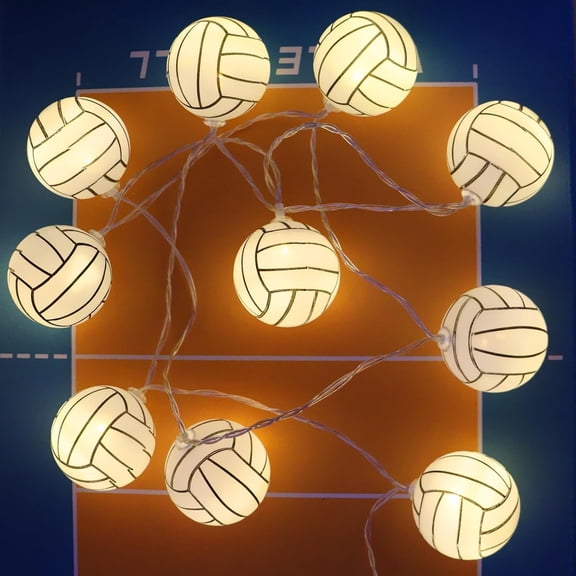 Ueljzpe Volleyball Decorations String Lights, Timer Battery Operated 5.5Ft 10Led Room Decor,Volleyball Ornaments for Christmas Tree, Bedroom, Sports Theme Party Favors, Christmas Gift