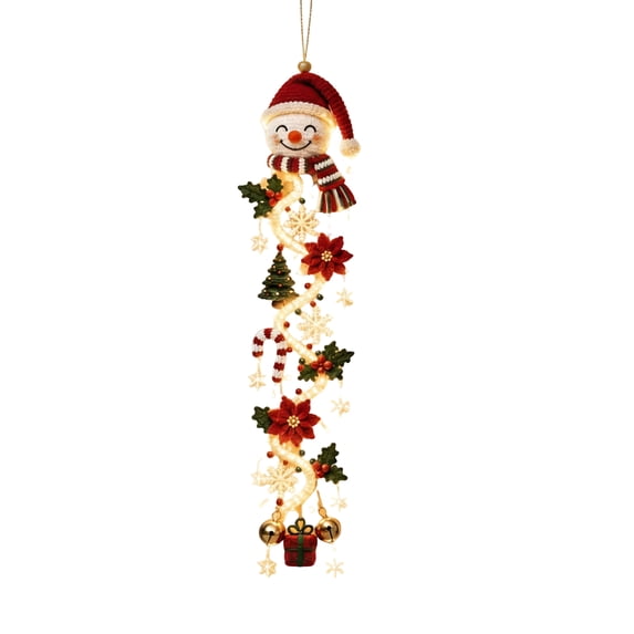 Uemqzd Merry Cascade Glowing Christmas Door Hanger, Lighted Christmas Door Hanging with Warm Lights Snowflake & Bell Ornaments, Vertical Entryway Decor for Front Door Porch