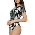 thumbnail image 1 of Uemuo 3D Vortex Illusion Pattern Women's One Piece Short Sleeve Swimsuit Rash Guard Surfing Modest Quick-drying Swimsuit Beach Essentials-XX-Large, 1 of 9