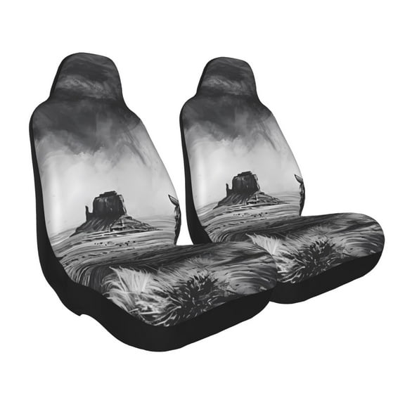 Uemuo 60s Black White Western Cowboy Pattern Car Seat Covers for Front Seats Waterproof Seat Covers for Cars, Universal Auto Front Seats Protector Fits for Car-