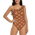thumbnail image 1 of Uemuo 70's Retro Print Women's One Piece Swimsuit Asymmetrical Neck Bathing Suit One Shoulder Side Cutout Ruffle Swimwear-Medium, 1 of 6