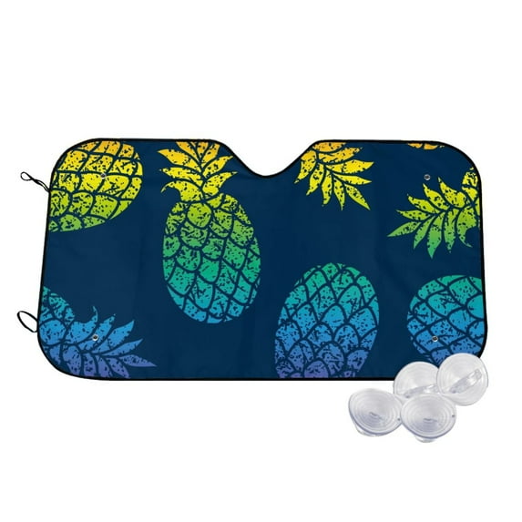 Uemuo Abstract Bright Pineapple Fruit Retro Pattern Accordion Car Windshield Sun Shade, Foldable Reflective Sun Visor for Car, Reflector Windshield Sunshade-Small