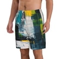 thumbnail image 1 of Uemuo Abstract Brushstrokes Green Blue Pattern Men's Swim Trunks Hawaiian Beach Bathing Suit Swimsuits Beach Quick-Dry Shorts with Pockets-X-Large, 1 of 9