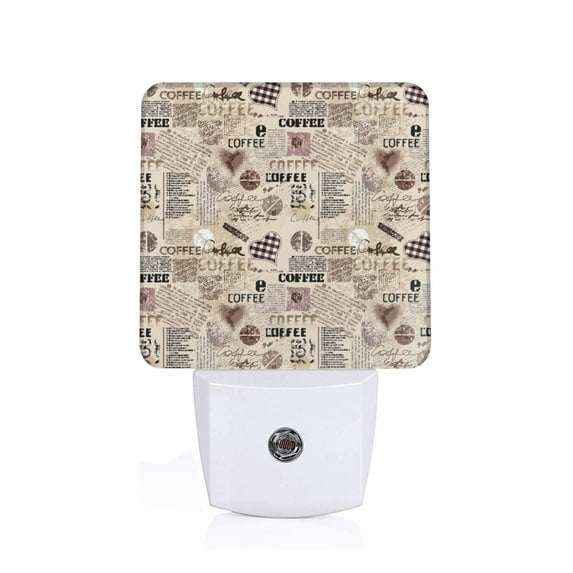 Uemuo Abstract Coffee Night Light, Night Lights Plug into Wall, Dusk to Dawn Sensor Warm White Led Night Light 0.5W-US
