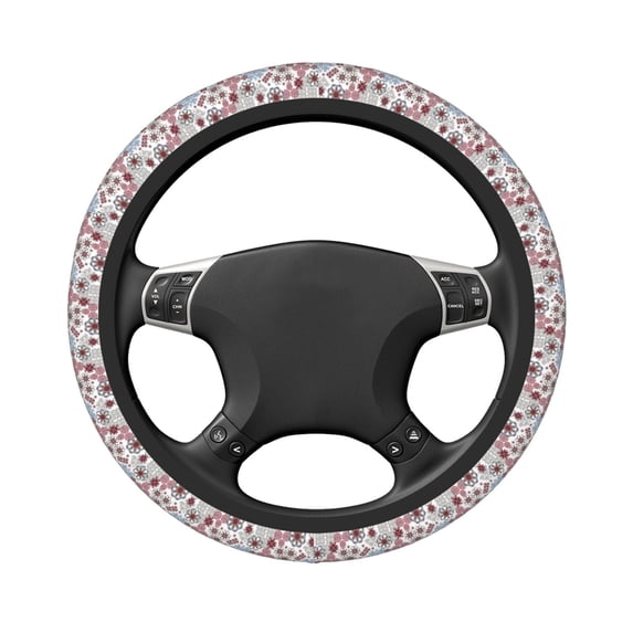 Uemuo Abstract Floral Printed Car Elastic Steering Wheel Cover - Universal Car Accessory for Diverse Cars Anti-Slip, and Comfortable- 15"