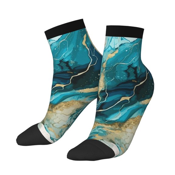 Uemuo Abstract Ocean Currents Printed Crew Socks, Moisture-Wicking Socks, Athletic Socks for Men Breathable Cushion Socks Casual Sport Socks for Running Traveling