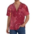 thumbnail image 1 of Uemuo Abstract Red Marble Pattern Cotton Linen Short Sleeve Shirts,Casual Lightweight Button Down Shirts,Vacation Beach Summer Tops-Small, 1 of 7
