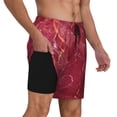 thumbnail image 1 of Uemuo Abstract Red Marble Pattern Mens Swim Trunks Quick Dry Board Shorts with Mesh Lining, Stretch Beach Shorts Quick Dry No-Chafing Board Shorts-X-Large, 1 of 9