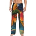 thumbnail image 1 of Uemuo Abstract Tree Castle Pattern Men's Wide Leg Palazzo Lounge Pants with Pockets Light Weight Loose Comfy Casual Pajama Pants-Medium, 1 of 9