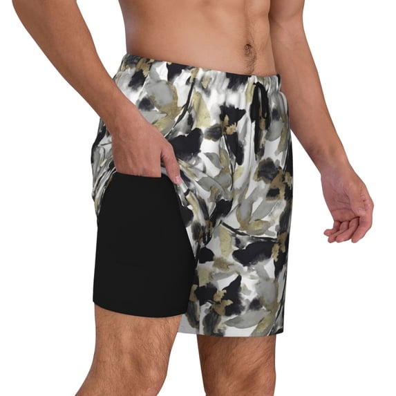 Uemuo Abstract Watercolor Pattern Mens Swim Trunks Quick Dry Board Shorts with Mesh Lining, Stretch Beach Shorts Quick Dry No-Chafing Board Shorts-X-Large