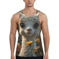 thumbnail image 1 of Uemuo Adorable Llama In Flowers Pattern Men's Muscle Shirts Sleeveless Dry Fit Gym Workout Tank Top Lightweight Sports Tank Top Beach Tank Top, Loose-fit Sleeveless Shirt-XX-Large, 1 of 7