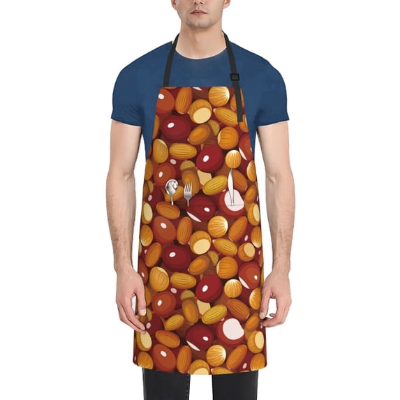 Uemuo Almond Nuts Pattern Waterproof Apron Adjustable Dishwasher Apron- Apron for Women Men Heavy Duty Work Apron for Dishwashing Chemical Lab