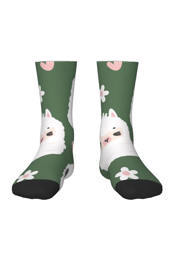 Alpaca Faces Printed Kids Boys Socks Seamless Crew Socks Crazy Funny Athletic Sport Socks for Children