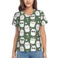 thumbnail image 1 of Uemuo Alpaca Faces Printed Women's Classic V-Neck T-Shirt - Soft, Breathable, Moisture-Wicking, Perfect for Casual, Office, Travel, and Everyday Wear-3X-Large, 1 of 5