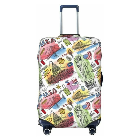 Uemuo America Landmarks1 Printed Washable Luggage Cover - Fashion Suitcase Protector Fits 18-32 Inch Luggage -X-Large