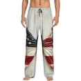 thumbnail image 1 of Uemuo American Flag Butterfly Wall Pattern Men's Wide Leg Palazzo Lounge Pants with Pockets Light Weight Loose Comfy Casual Pajama Pants-Small, 1 of 9