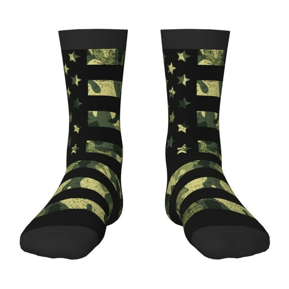Uemuo American Flag Camo Printed Kids Boys Socks Seamless Crew Socks Crazy Funny Athletic Sport Socks for Children