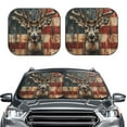 thumbnail image 1 of Uemuo American Flag Deer Art Printed 2 PCS Car Windshield Sun Shade, Auto Sun Heat and UV Rays Blocker, Foldable Automotive Front Window Sunshade Protector, 1 of 7