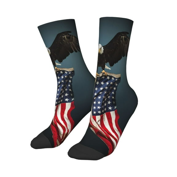 Uemuo American Flag Printed Kids Boys Socks Seamless Crew Socks Crazy Funny Athletic Sport Socks for Children