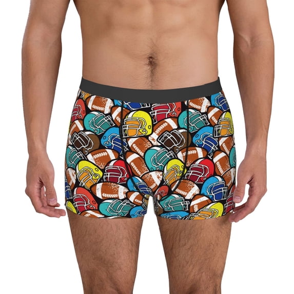 Uemuo American Football Pattern Men's Boxer Briefs,Trunk Anti-Chafing,Comfortable, Durable, and Stylish Underwear-Small
