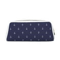 thumbnail image 1 of Uemuo Anchor Heart Blue Printed Leather Pencil Case, Pencil Pouch, Portable Pencil Bag, Pen Case for& Office, 1 of 7