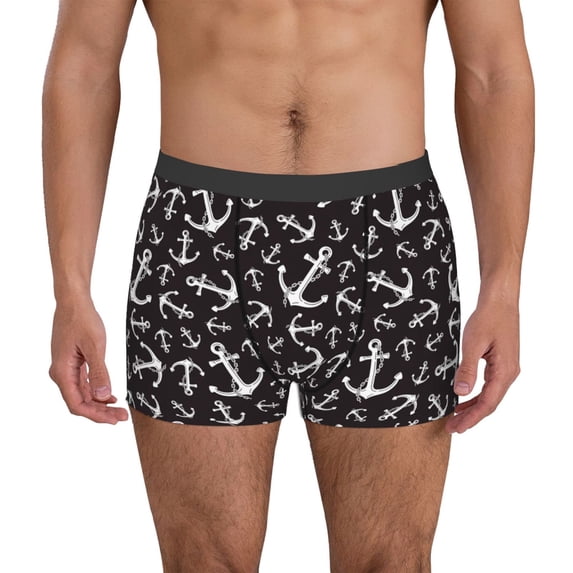Uemuo Anchors Pattern Men's Boxer Briefs,Trunk Anti-Chafing,Comfortable, Durable, and Stylish Underwear-Large