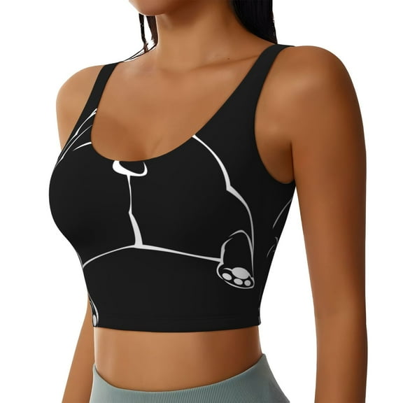 Uemuo Animal Bulldog Pattern Women's Sports Bra - High Impact Support, Breathable, and Comfortable Athletic Bra for Running, Yoga, and Workouts