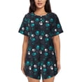 thumbnail image 1 of Uemuo Animal Footprints Pattern Women's Short-Sleeved Pajama, Button-Front Loungewear, 2-Piece Summer Sleepwear, Elastic Drawstring Shorts-Large, 1 of 7