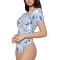 thumbnail image 1 of Uemuo Animal Pattern Women's One Piece Short Sleeve Swimsuit Rash Guard Surfing Modest Quick-drying Swimsuit Beach Essentials-Large, 1 of 9